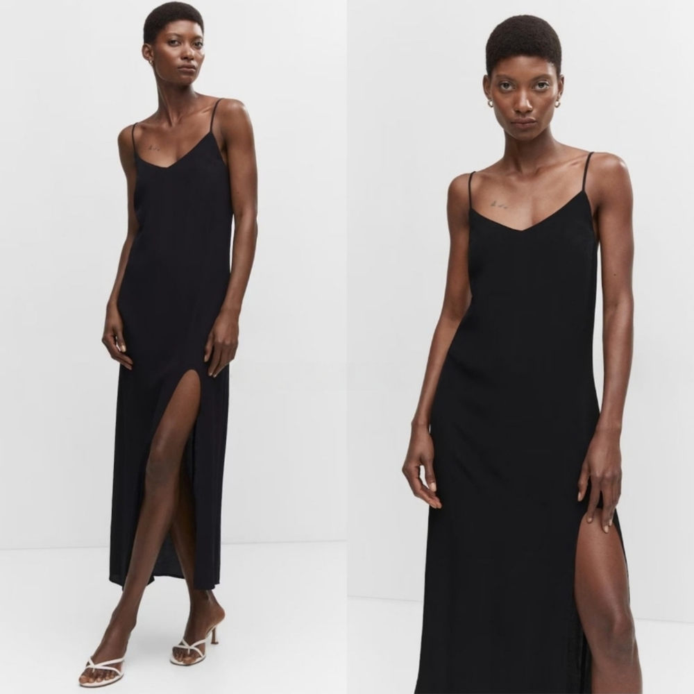 Mango Slip Dress With Thigh High Slit